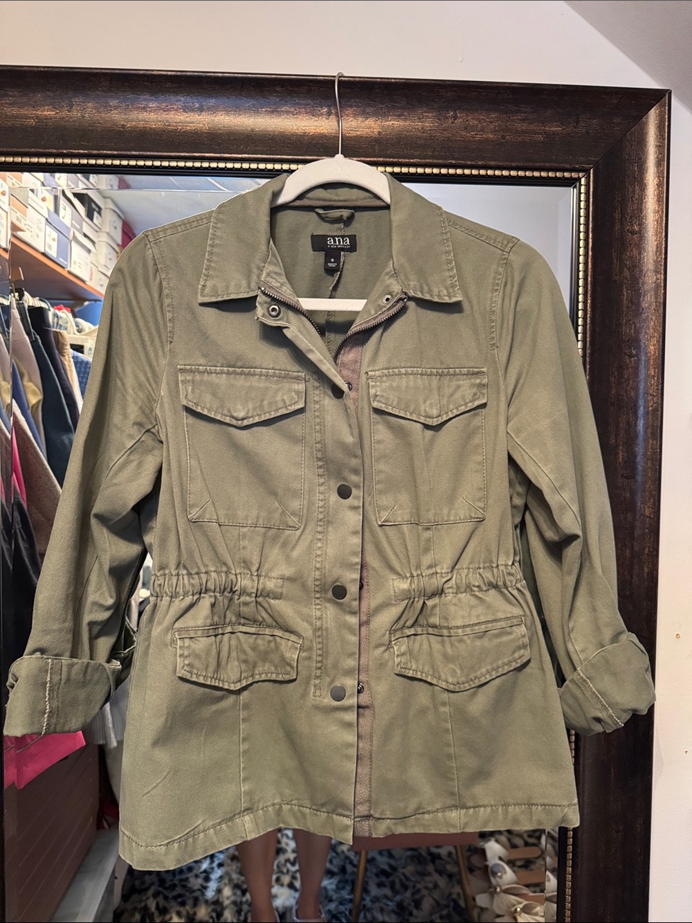 a.n.a Olive Green Cinch-Waist Utility Jacket